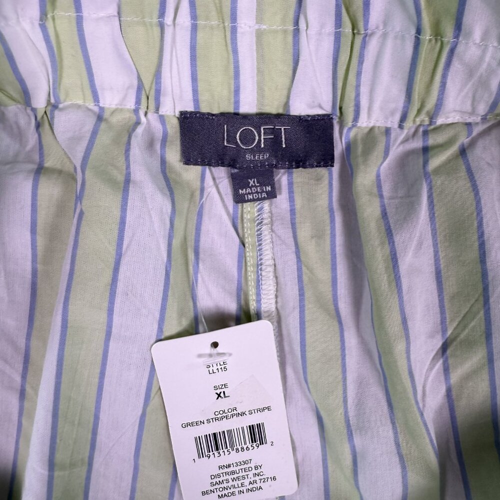 Loft Ann Taylor Sleep Shorts Women’s XL Green Striped NWT E918 - Picture 3 of 10